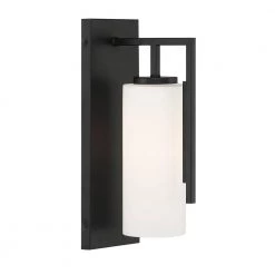 4.5 in. Cambria 1-Light Matte Black Modern Wall Mount Sconce Light with Etched Glass Shades by Designers Fountain -Designers Fountain Shop matte black designers fountain vanity lighting d258m ws mb 1f 1000