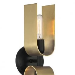 5.25 in. U Turn 2-Light Matte Black Glam Wall Mount Sconce Light with Brushed Gold Accent Shades by Designers Fountain -Designers Fountain Shop matte black designers fountain vanity lighting d263m 2ws mb 1f 1000
