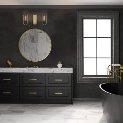 18 in. U Turn 3-Light Matte Black Glam Bathroom Vanity Light with Brushed Gold Metal Shades by Designers Fountain -Designers Fountain Shop matte black designers fountain vanity lighting d263m 3b mb 1f 1000