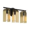 18 in. U Turn 3-Light Matte Black Glam Bathroom Vanity Light with Brushed Gold Metal Shades by Designers Fountain