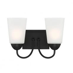12.75 in. Malone 2-Light Matte Black Transitional Wall Mount Sconce Light with Frosted Glass Shades by Designers Fountain -Designers Fountain Shop matte black designers fountain vanity lighting d267m 2b mb c3 1000