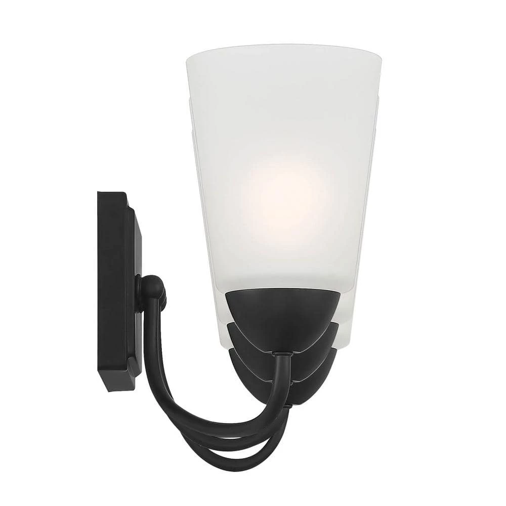 20.75 in. Malone 3-Light Matte Black Transitional Vanity Light with Frosted Glass Shades by Designers Fountain 7 20.75 in. Malone 3-Light Matte Black Transitional Vanity Light with Frosted Glass Shades by Designers Fountain - Image 5