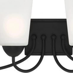 28.75 in. Malone 4-Light Matte Black Transitional Bathroom Vanity Light with Frosted Glass Shades by Designers Fountain -Designers Fountain Shop matte black designers fountain vanity lighting d267m 4b mb 1f 1000