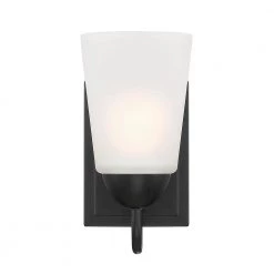 Malone 9.25 in. 1-Light Matte Black Wall Sconce with Frosted Glass Shade by Designers Fountain -Designers Fountain Shop matte black designers fountain vanity lighting d267m ws mb 1f 1000