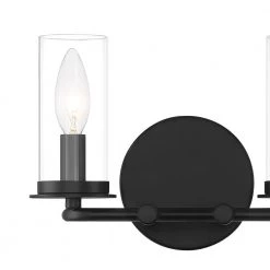 11 in. Hudson Heights 2-Light Matte Black Coastal Bathroom Vanity Light with Clear Glass Shades by Designers Fountain -Designers Fountain Shop matte black designers fountain vanity lighting d268c 2b mb 1f 1000