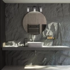 18 in. Hudson Heights 3-Light Matte Black Coastal Bathroom Vanity Light with Clear Glass Shades by Designers Fountain -Designers Fountain Shop matte black designers fountain vanity lighting d268c 3b mb 4f 1000