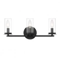 18 in. Hudson Heights 3-Light Matte Black Coastal Bathroom Vanity Light with Clear Glass Shades by Designers Fountain -Designers Fountain Shop matte black designers fountain vanity lighting d268c 3b mb c3 1000