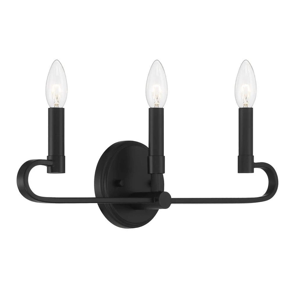 20 in. Summit 3-Light Matte Black Modern Bathroom Vanity Light by Designers Fountain 3 20 in. Summit 3-Light Matte Black Modern Bathroom Vanity Light by Designers Fountain