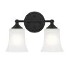 13.25 in. Dalton 2-Light Matte Black Transitional Bathroom Vanity Light with Etched Glass Shades by Designers Fountain 1 13.25 in. Dalton 2-Light Matte Black Transitional Bathroom Vanity Light with Etched Glass Shades by Designers Fountain -Designers Fountain Shop matte black designers fountain vanity lighting d278m 2b mb 64 1000