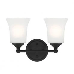 13.25 in. Dalton 2-Light Matte Black Transitional Bathroom Vanity Light with Etched Glass Shades by Designers Fountain -Designers Fountain Shop matte black designers fountain vanity lighting d278m 2b mb c3 1000