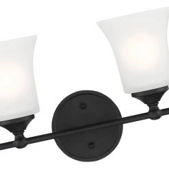 31.75 in. Bronson 4-Light Matte Black Transitional Bathroom Vanity Light with Etched Glass Shades by Designers Fountain 13 31.75 in. Bronson 4-Light Matte Black Transitional Bathroom Vanity Light with Etched Glass Shades by Designers Fountain -Designers Fountain Shop matte black designers fountain vanity lighting d278m 4b mb 1f 1000