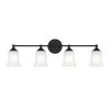 31.75 in. Bronson 4-Light Matte Black Transitional Bathroom Vanity Light with Etched Glass Shades by Designers Fountain -Designers Fountain Shop matte black designers fountain vanity lighting d278m 4b mb 64 1000