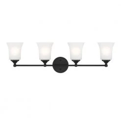 31.75 in. Bronson 4-Light Matte Black Transitional Bathroom Vanity Light with Etched Glass Shades by Designers Fountain 11 31.75 in. Bronson 4-Light Matte Black Transitional Bathroom Vanity Light with Etched Glass Shades by Designers Fountain -Designers Fountain Shop matte black designers fountain vanity lighting d278m 4b mb c3 1000