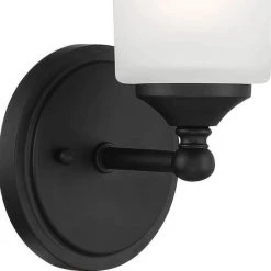 Bronson 9.5 in. 1-Light Matte Black Wall Sconce with Frosted Glass Shade by Designers Fountain -Designers Fountain Shop matte black designers fountain vanity lighting d278m ws mb 44 1000
