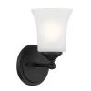 Bronson 9.5 in. 1-Light Matte Black Wall Sconce with Frosted Glass Shade by Designers Fountain