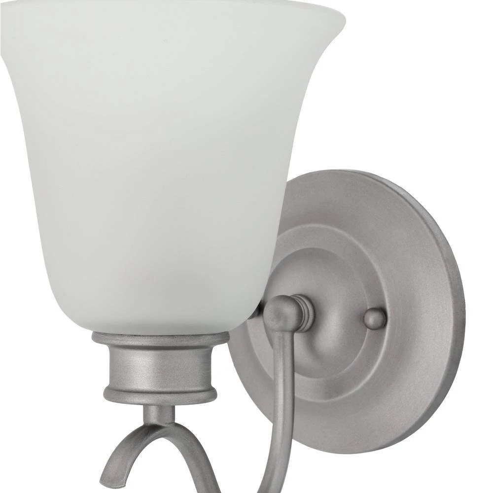 5.25 in. Montego 1-Light Matte Pewter Transitional Bathroom Wall Sconce with Frosted Glass Shade by Designers Fountain 10 5.25 in. Montego 1-Light Matte Pewter Transitional Bathroom Wall Sconce with Frosted Glass Shade by Designers Fountain - Image 8