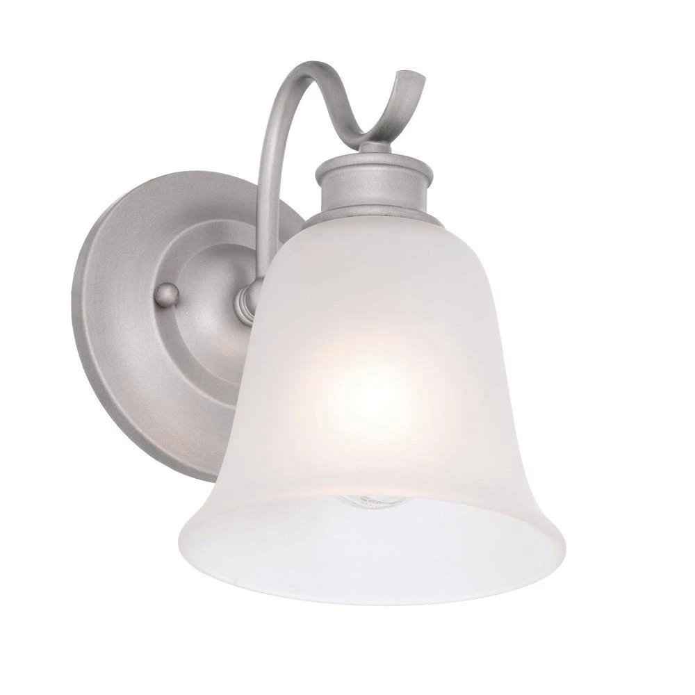5.25 in. Montego 1-Light Matte Pewter Transitional Bathroom Wall Sconce with Frosted Glass Shade by Designers Fountain 8 5.25 in. Montego 1-Light Matte Pewter Transitional Bathroom Wall Sconce with Frosted Glass Shade by Designers Fountain - Image 6