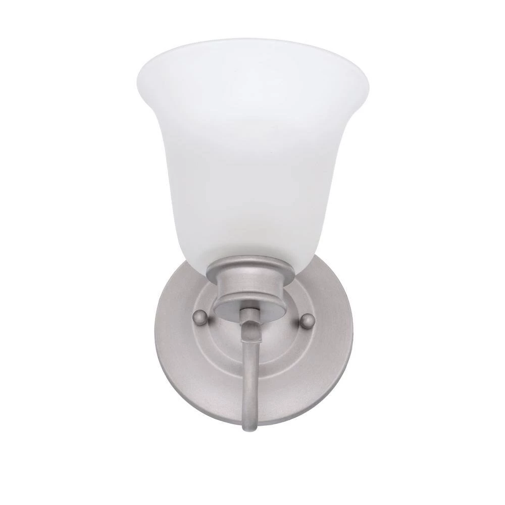 5.25 in. Montego 1-Light Matte Pewter Transitional Bathroom Wall Sconce with Frosted Glass Shade by Designers Fountain 9 5.25 in. Montego 1-Light Matte Pewter Transitional Bathroom Wall Sconce with Frosted Glass Shade by Designers Fountain - Image 7