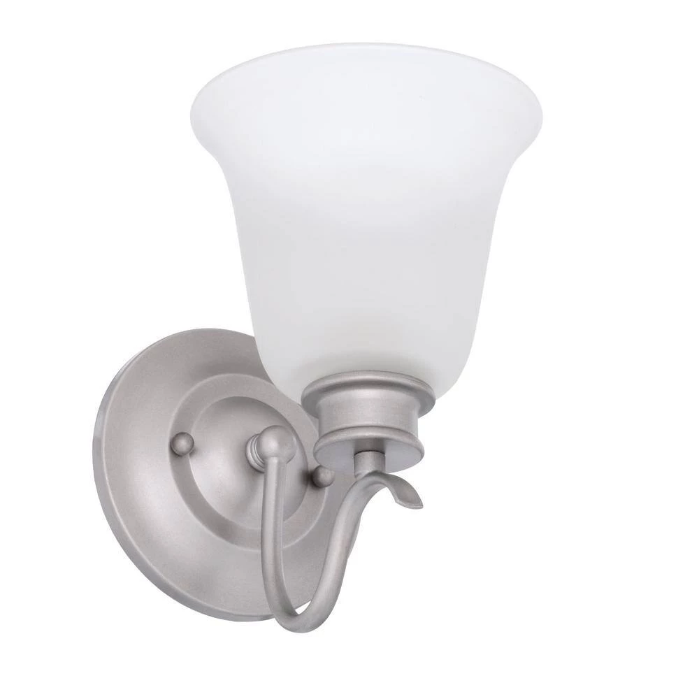 5.25 in. Montego 1-Light Matte Pewter Transitional Bathroom Wall Sconce with Frosted Glass Shade by Designers Fountain 6 5.25 in. Montego 1-Light Matte Pewter Transitional Bathroom Wall Sconce with Frosted Glass Shade by Designers Fountain - Image 4