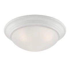 16.75 in. Tap 3-Light Matte White Ceiling Light Flush Mount with Etched Glass Shade by Designers Fountain