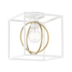 10 in. Kew Gardens 1 Light Matte White Ceiling Light Semi Flush Mount by Designers Fountain