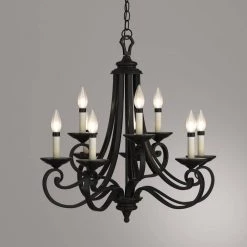 Barcelona 9-Light Hanging Natural Iron Chandelier by Designers Fountain -Designers Fountain Shop natural iron designers fountain chandeliers 9039 ni 40 1000