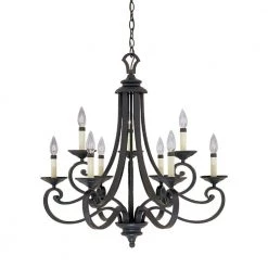 Barcelona 9-Light Hanging Natural Iron Chandelier by Designers Fountain