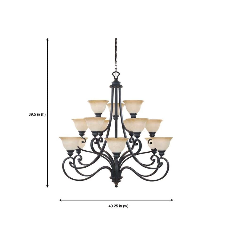 Barcelona 15-Light Hanging Natural Iron Chandelier by Designers Fountain 4 Barcelona 15-Light Hanging Natural Iron Chandelier by Designers Fountain - Image 2