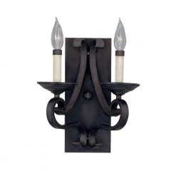 11 in. Barcelona 2-Light Satin Bronze Spanish Style Wall Mount Sconce Light by Designers Fountain