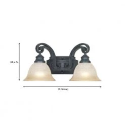 17.25 in. Barcelona 2-Light Natural Iron Spanish Style Bathroom Vanity Light with Ochre Glass Shades by Designers Fountain -Designers Fountain Shop natural iron designers fountain vanity lighting 96102 ni 1d 1000