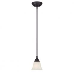 Kendall 5 in. 1-Light Oil Rubbed Bronze Transitional Hanging Pendant Light with Alabaster Glass Shade by Designers Fountain