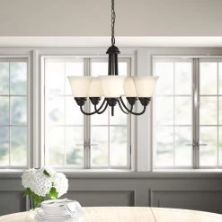 Kendall 20 in. 5-Light Oil Rubbed Bronze Transitional Chandelier with Alabaster Glass Shade by Designers Fountain -Designers Fountain Shop oil rubbed bronze designers fountain chandeliers 85185 orb 1d 1000