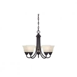 Kendall 20 in. 5-Light Oil Rubbed Bronze Transitional Chandelier with Alabaster Glass Shade by Designers Fountain