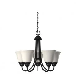 Kendall 20 in. 5-Light Oil Rubbed Bronze Transitional Chandelier with Alabaster Glass Shade by Designers Fountain -Designers Fountain Shop oil rubbed bronze designers fountain chandeliers 85185 orb fa 1000