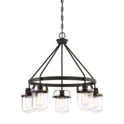 Jaxon 5-Light Oil Rubbed Bronze Interior Chandelier with Clear Glass Shade by Designers Fountain