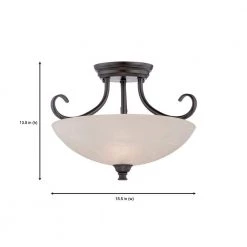 Kendall 15.5 in. 2-Light Oil Rubbed Bronze Transitional Ceiling Light Semi Flush Mount Light with Alabaster Glass Shade by Designers Fountain -Designers Fountain Shop oil rubbed bronze designers fountain flush mount lights 85111 orb 40 1000
