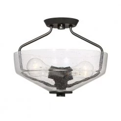 Printers Row 15 in. 2-Light Oil Rubbed Bronze Interior Incandescent Ceiling Semi Flush Mount by Designers Fountain