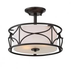 13 in. Avara 2-Light Oil Rubbed Bronze Interior Ceiling Light Semi Flush Mount by Designers Fountain