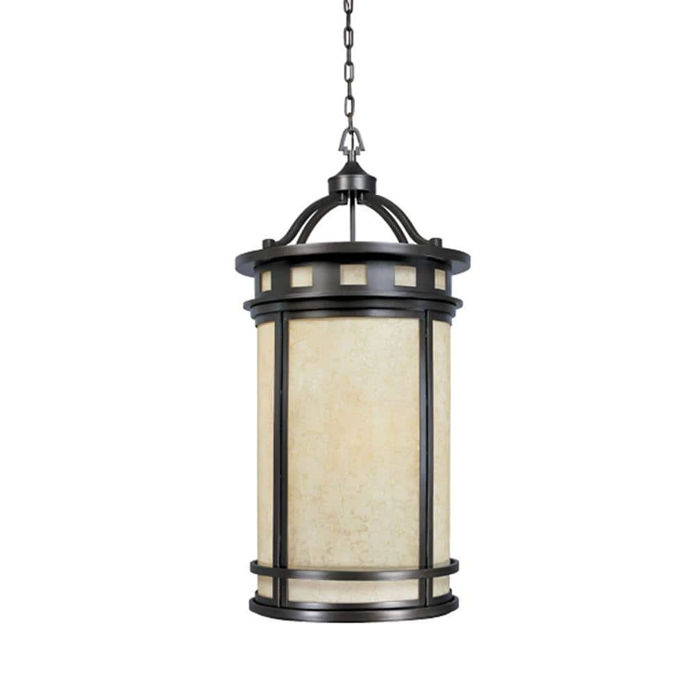 Sedona 43.25 in. Oil Rubbed Bronze 4-Light Outdoor Hanging Lamp with Amber Glass Shade by Designers Fountain 3 Sedona 43.25 in. Oil Rubbed Bronze 4-Light Outdoor Hanging Lamp with Amber Glass Shade by Designers Fountain