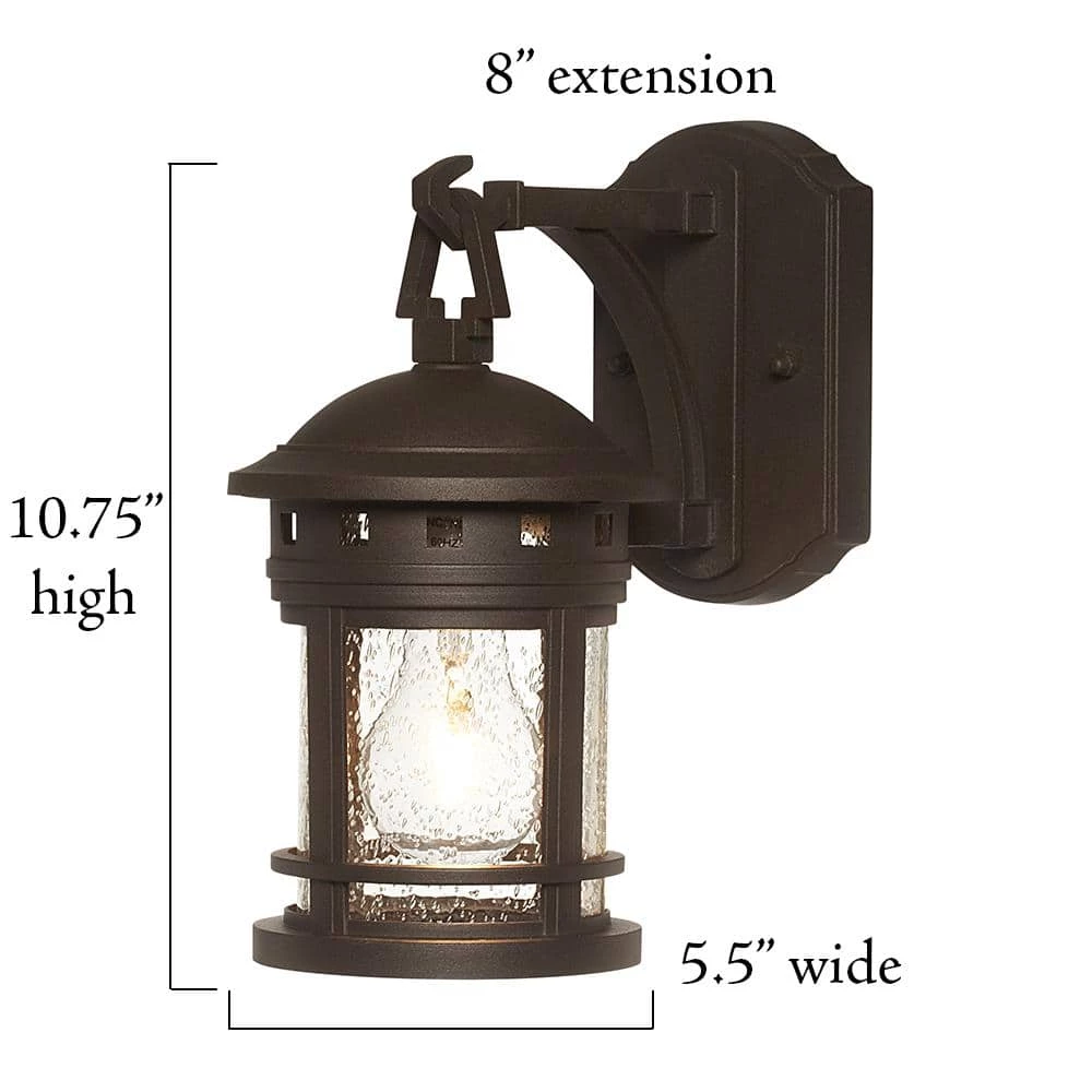 Sedona 10.75 in. Oil Rubbed Bronze 1-Light Outdoor Wall Lamp with Clear Seedy Glass Shade by Designers Fountain 6 Sedona 10.75 in. Oil Rubbed Bronze 1-Light Outdoor Wall Lamp with Clear Seedy Glass Shade by Designers Fountain - Image 4