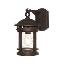 Sedona 13 in. Oil Rubbed Bronze 1-Light Outdoor Wall Lamp with Clear Seedy Glass Shade by Designers Fountain