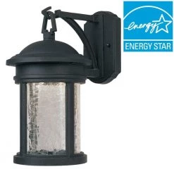 Eagle 13 in. Oil Rubbed Bronze LED Outdoor Wall Lamp with Satin Crackle Glass Shade by Designers Fountain -Designers Fountain Shop oil rubbed bronze designers fountain outdoor sconces led31111a orb 66 1000