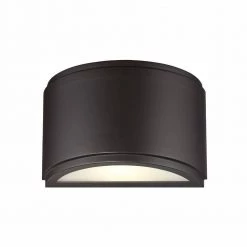 Halsey 5 in. Oil Rubbed Bronze LED Outdoor Wall Lamp with Frosted Glass Shade by Designers Fountain