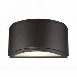 Halsey 5 in. Oil Rubbed Bronze LED Outdoor Wall Lamp with Frosted Glass Shade by Designers Fountain