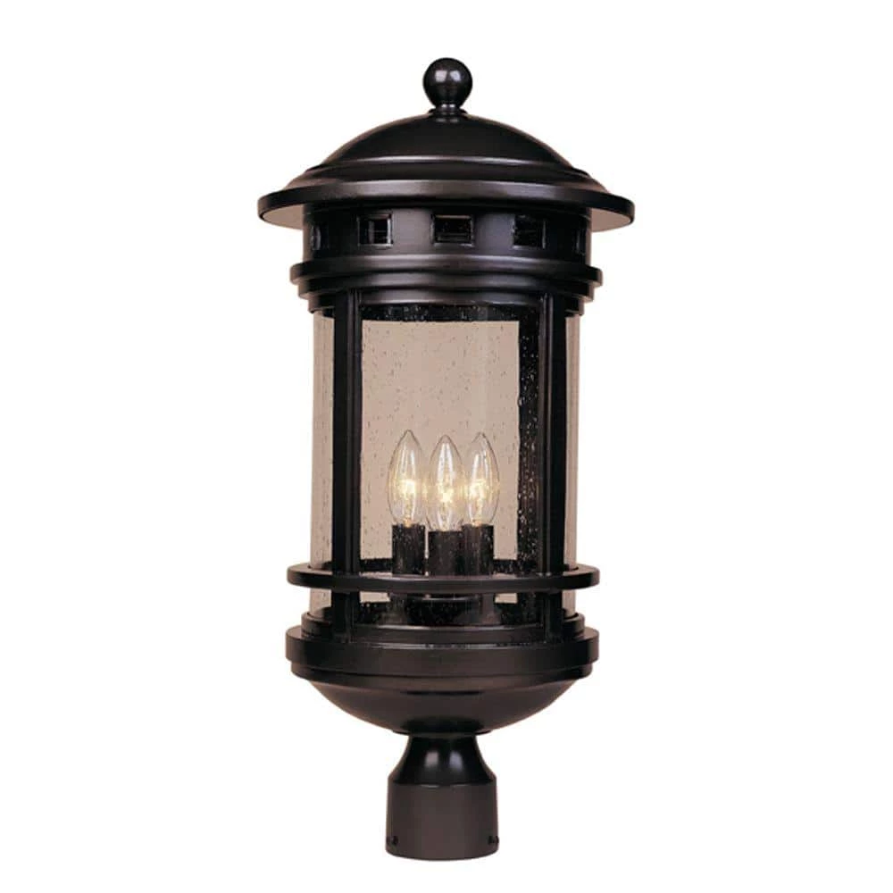 Sedona 23 in. Oil Rubbed Bronze 3-Light Outdoor Post Lamp with Clear Seedy Glass Shade by Designers Fountain 3 Sedona 23 in. Oil Rubbed Bronze 3-Light Outdoor Post Lamp with Clear Seedy Glass Shade by Designers Fountain