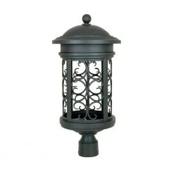 Ellington 23 in. Oil Rubbed Bronze 1-Light Outdoor Post Lamp with Metal Cage Shade by Designers Fountain