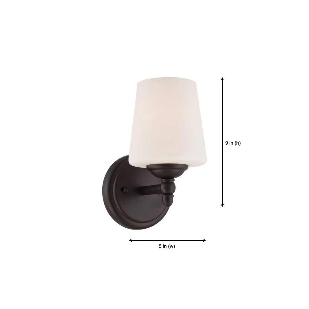 5.25 in. Darcy 1-Light Oil Rubbed Bronze Transitional Wall Mount Sconce Light with Opal Glass Shade by Designers Fountain 7 5.25 in. Darcy 1-Light Oil Rubbed Bronze Transitional Wall Mount Sconce Light with Opal Glass Shade by Designers Fountain - Image 5