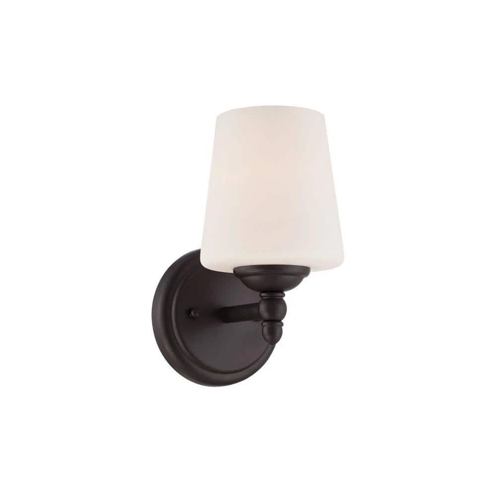 5.25 in. Darcy 1-Light Oil Rubbed Bronze Transitional Wall Mount Sconce Light with Opal Glass Shade by Designers Fountain 3 5.25 in. Darcy 1-Light Oil Rubbed Bronze Transitional Wall Mount Sconce Light with Opal Glass Shade by Designers Fountain