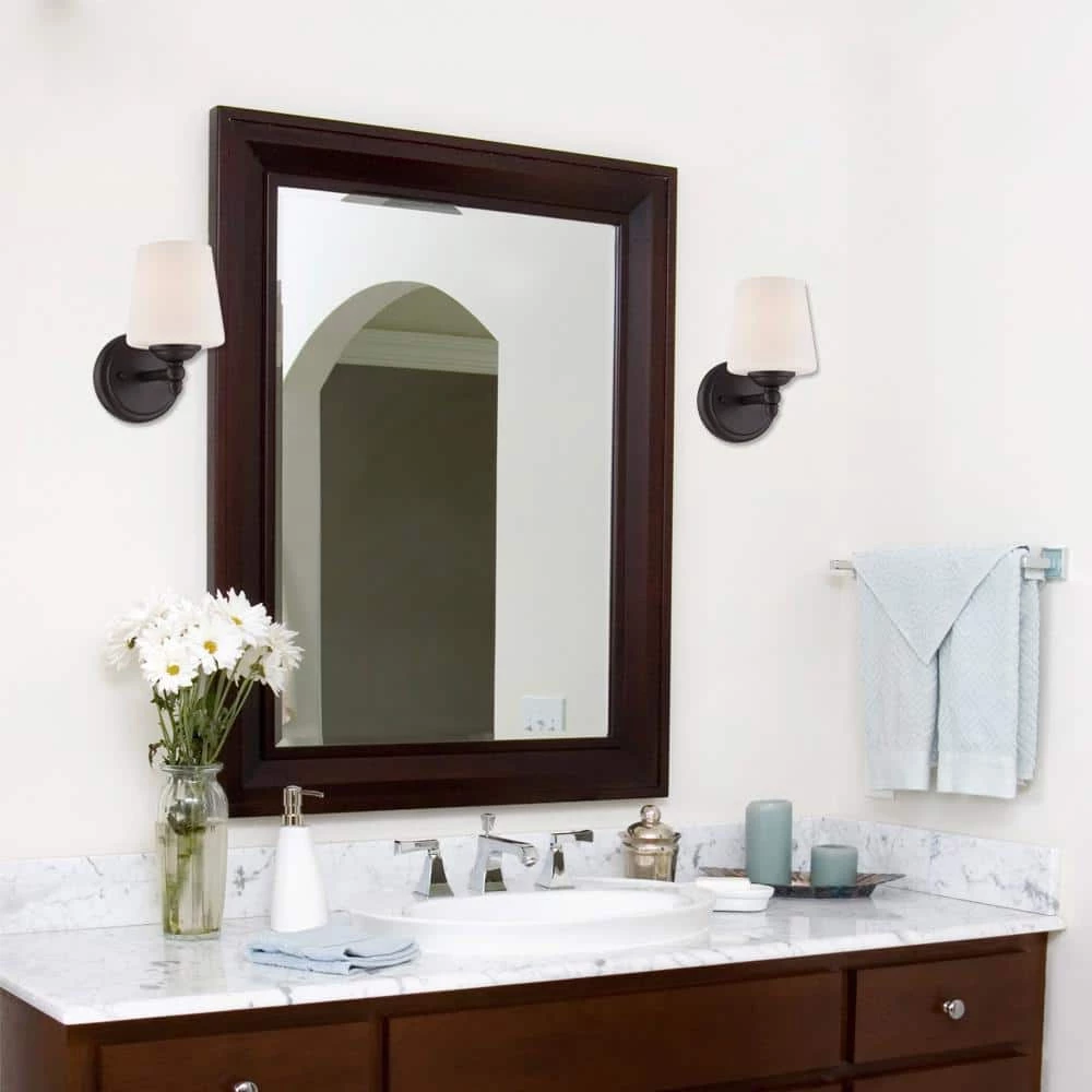 5.25 in. Darcy 1-Light Oil Rubbed Bronze Transitional Wall Mount Sconce Light with Opal Glass Shade by Designers Fountain 4 5.25 in. Darcy 1-Light Oil Rubbed Bronze Transitional Wall Mount Sconce Light with Opal Glass Shade by Designers Fountain - Image 2