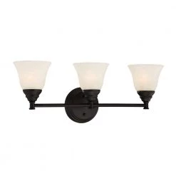 Kendall 23.25 in. 3-Light Oil Rubbed Bronze Transitional Bathroom Vanity Light with Alabaster Glass Shades by Designers Fountain